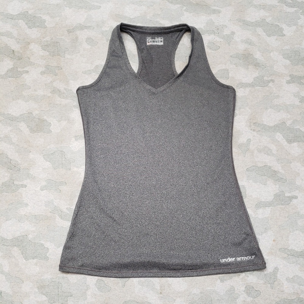 Under Armour Tank Top Womens‎ Medium Gray Heatgear Fitted Sleeveless Gym Yoga